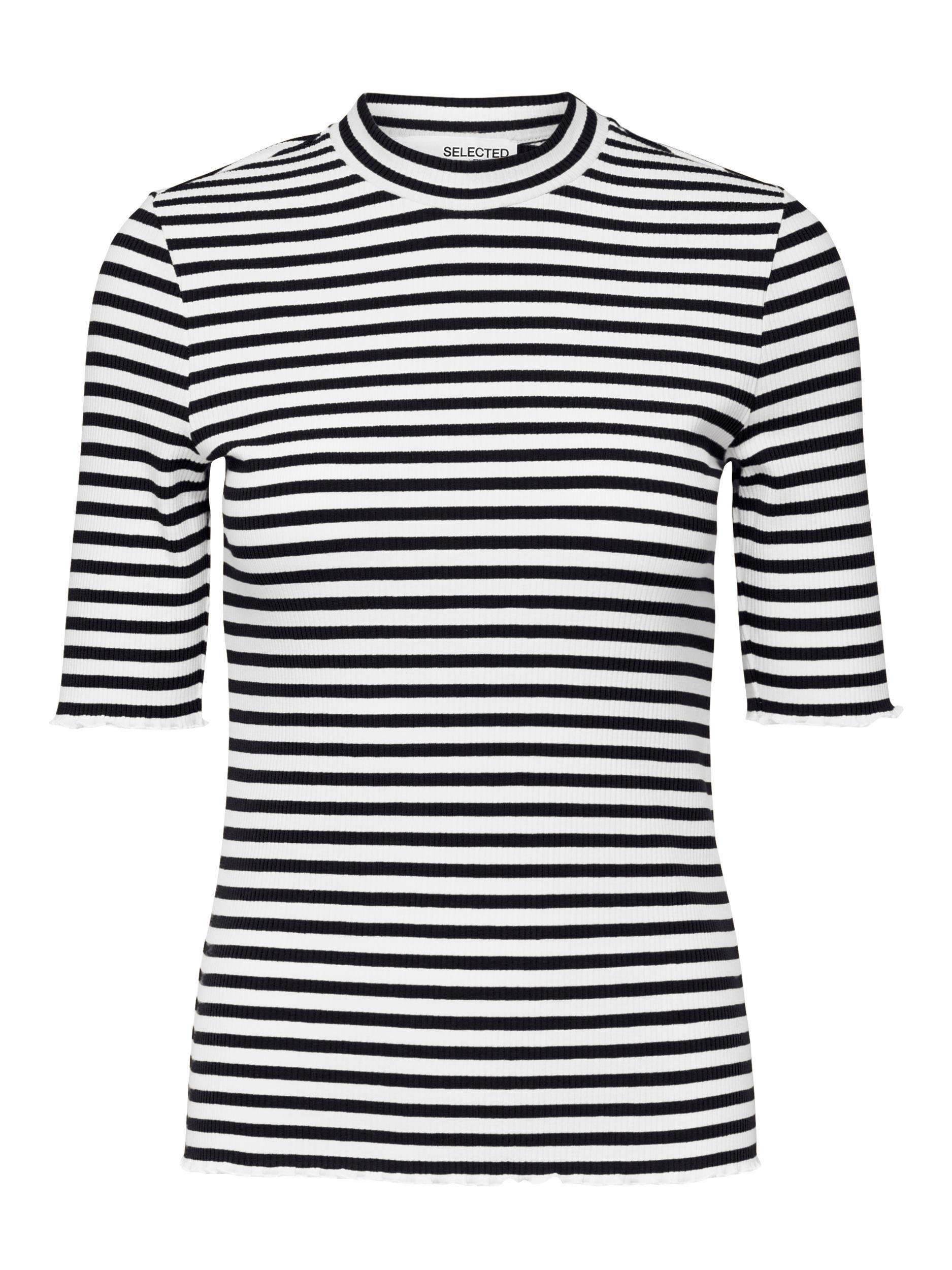 Selected Femme Anna - Stribet 2/4-ærmet t-shirt - HUSET Men & Women