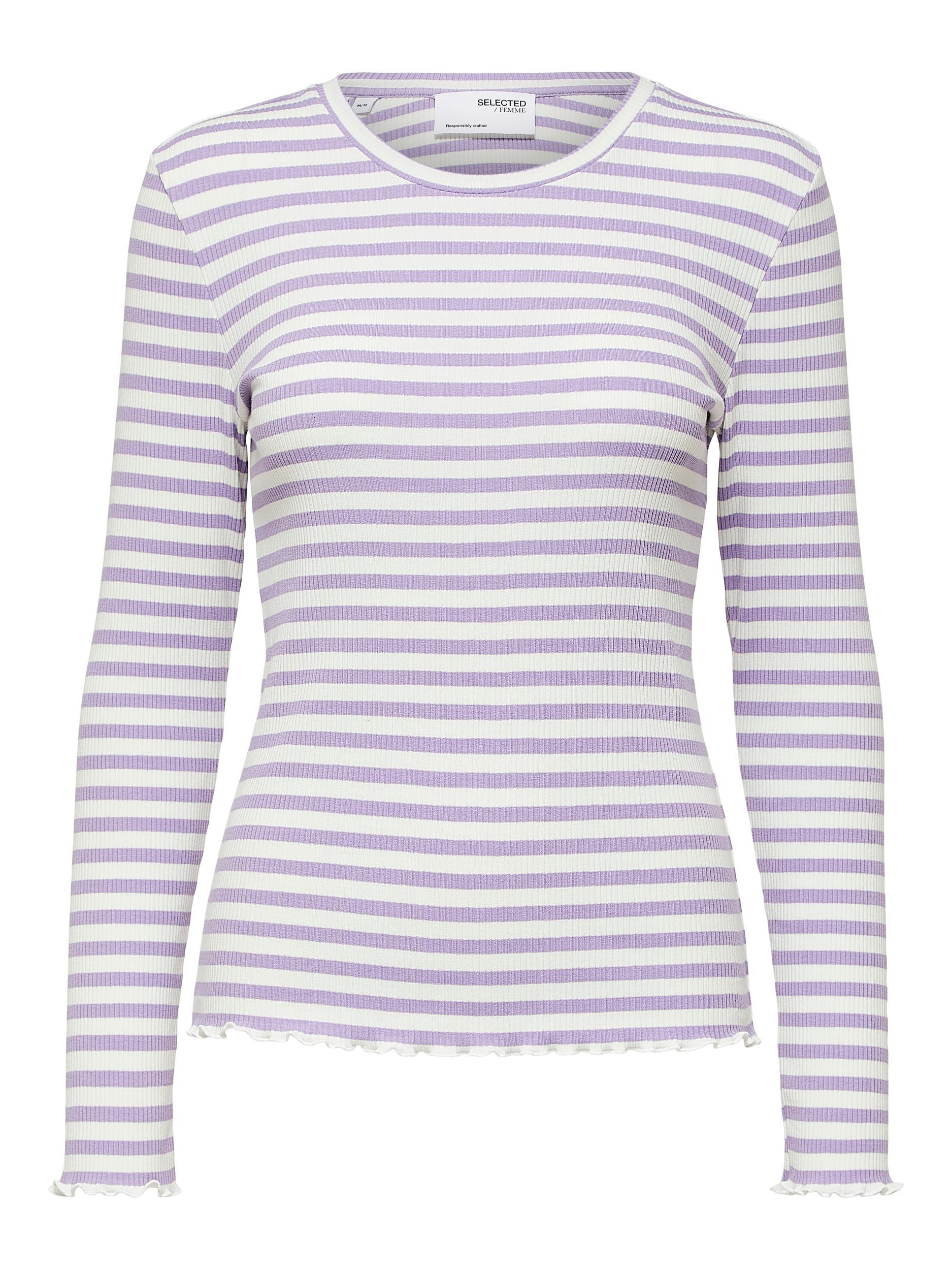 Selected Femme Anna - Stribet langærmet t-shirt - HUSET Men & Women