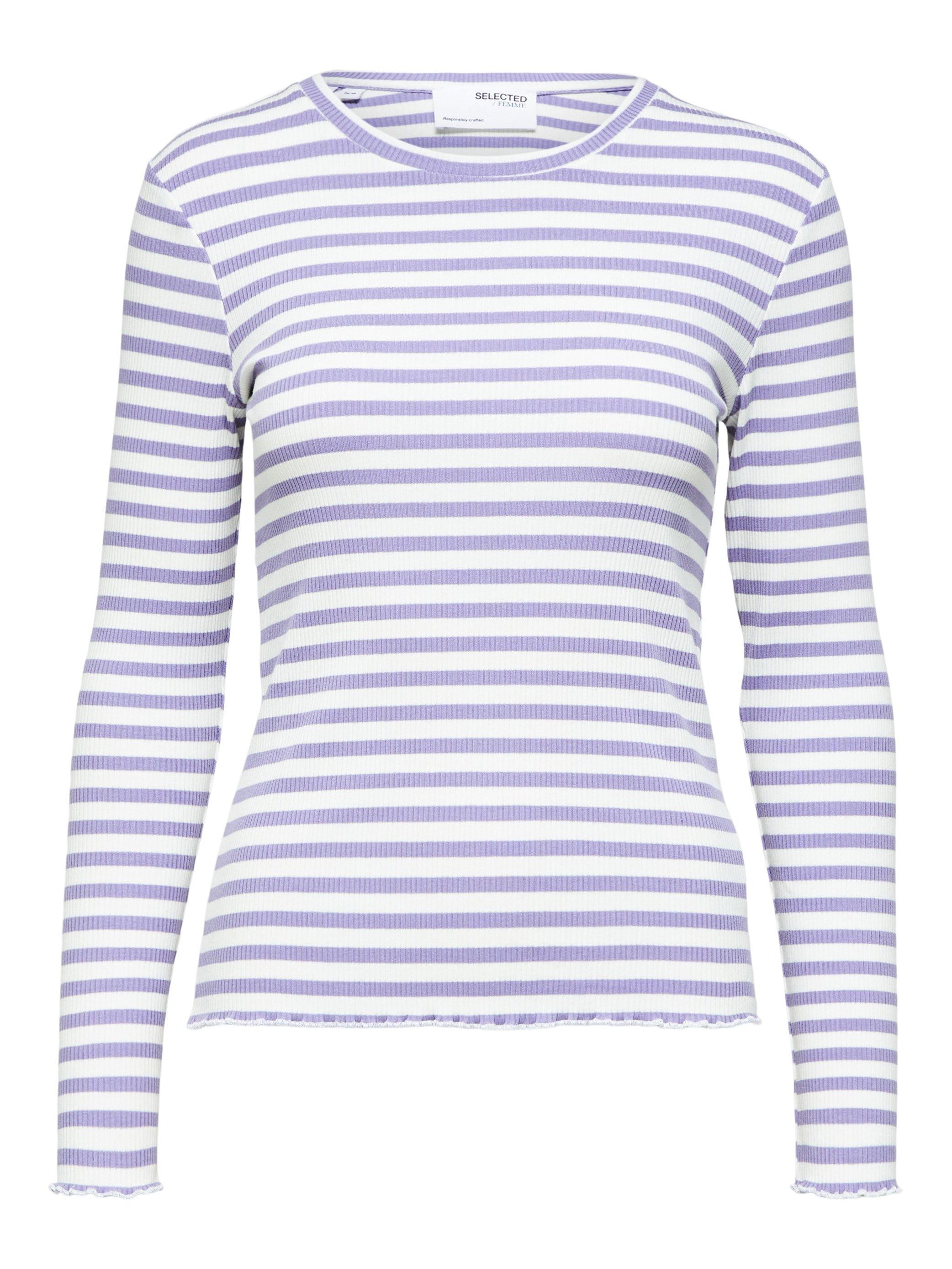 Selected Femme Anna - Stribet langærmet t-shirt - HUSET Men & Women