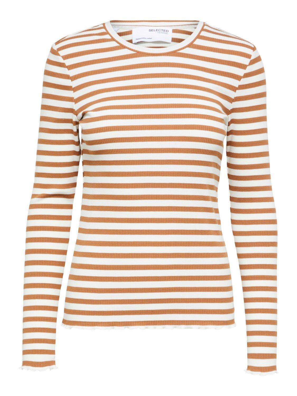 Selected Femme Anna - Stribet langærmet t-shirt - HUSET Men & Women