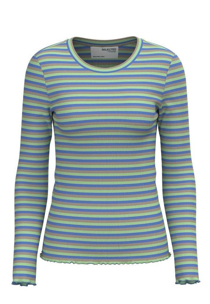 Selected Femme Anna - Stribet langærmet t-shirt - HUSET Men & Women