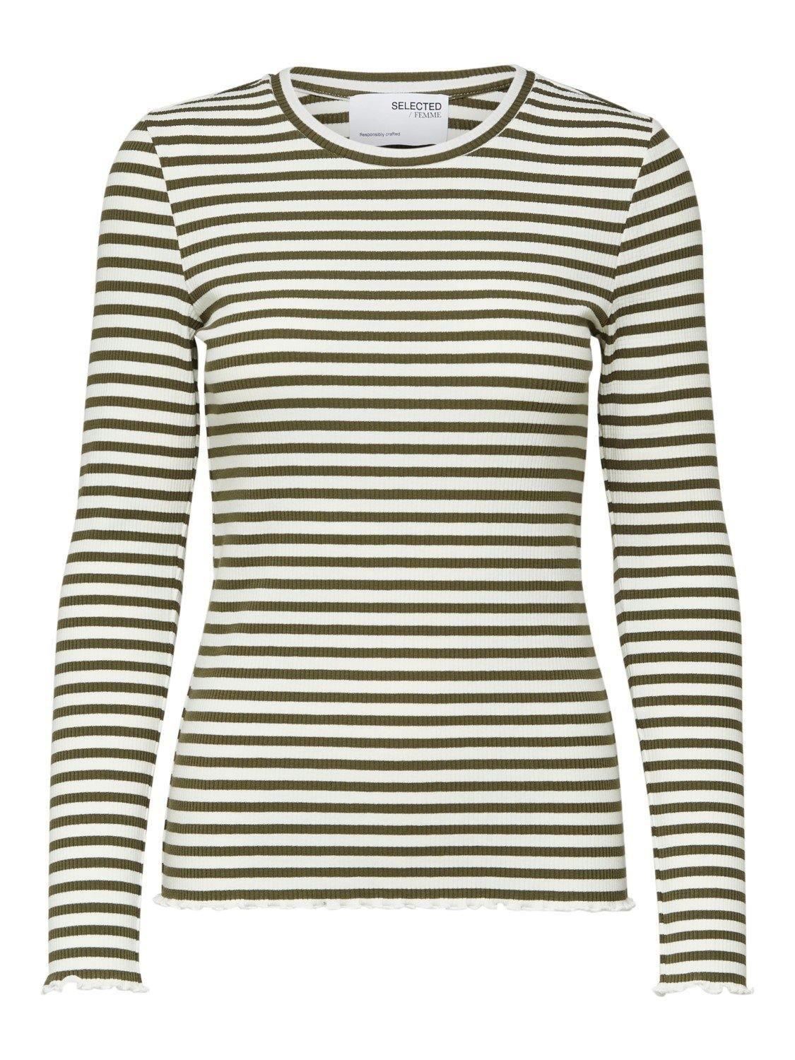 Selected Femme Anna - Stribet langærmet t-shirt - HUSET Men & Women
