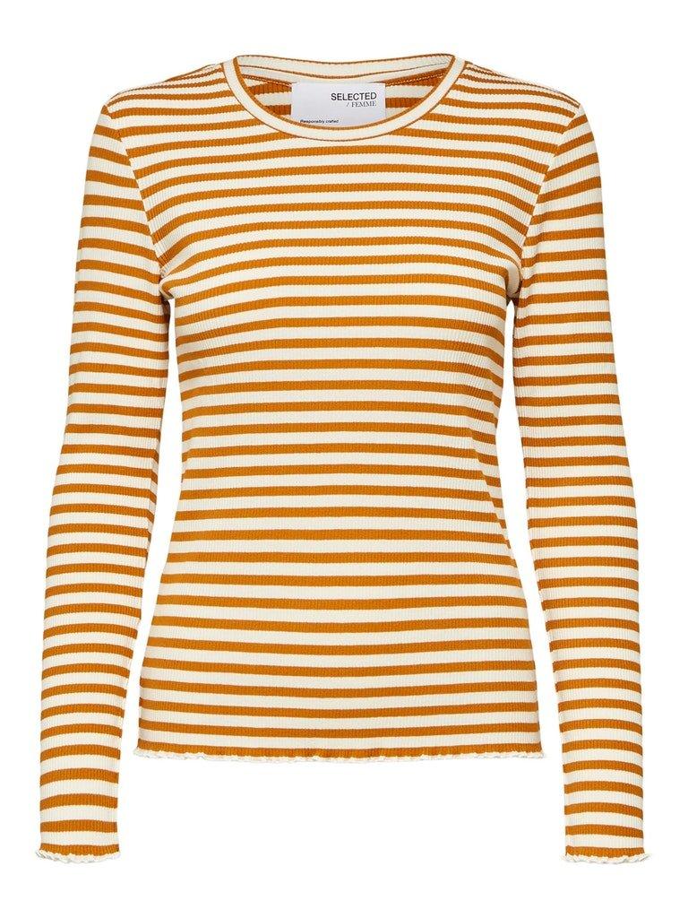 Selected Femme Anna - Stribet langærmet t-shirt - HUSET Men & Women