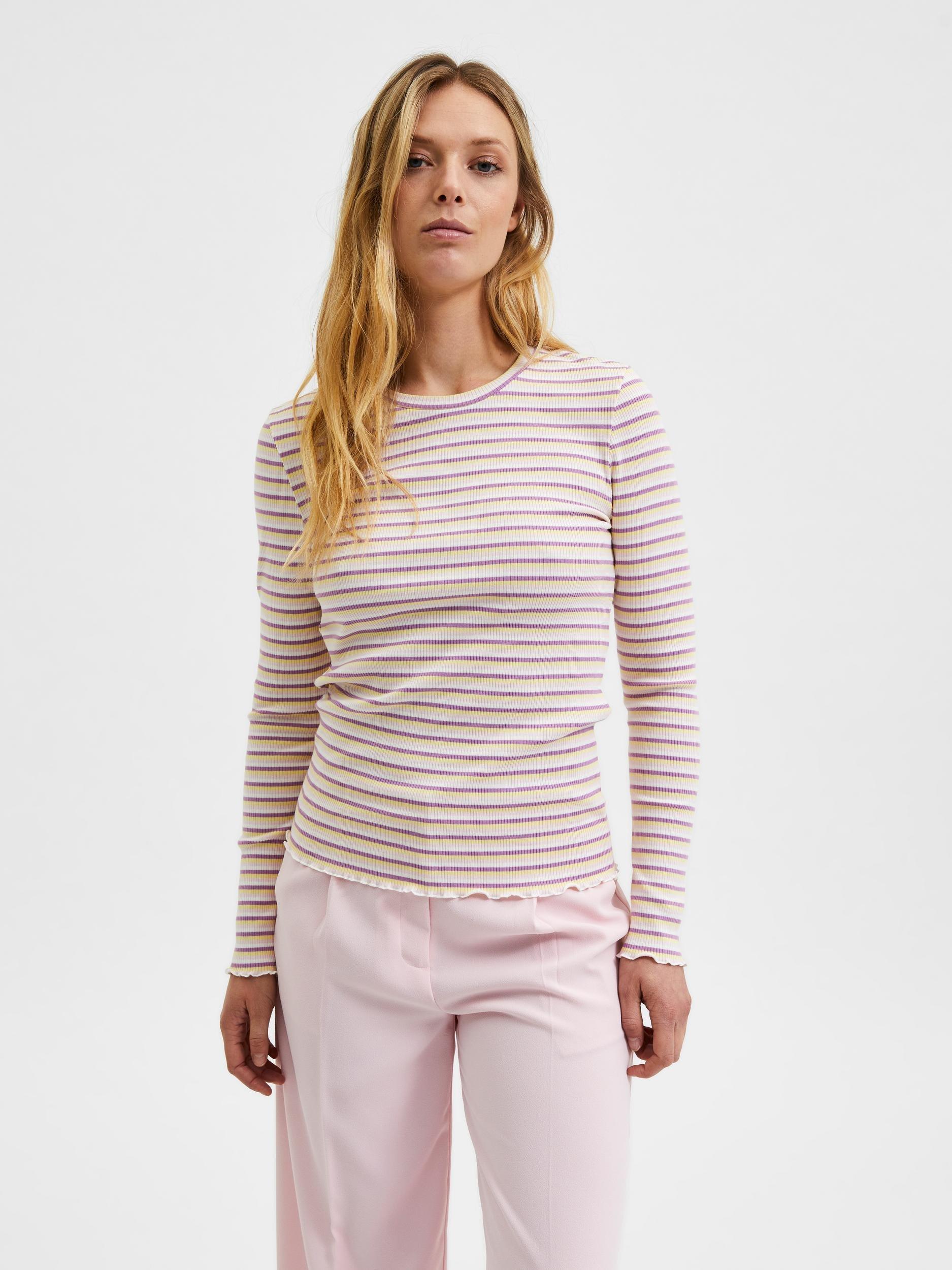 Selected Femme Anna - Stribet langærmet t-shirt - HUSET Men & Women