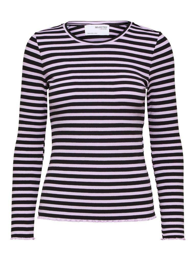 Selected Femme Anna - Stribet langærmet t-shirt - HUSET Men & Women