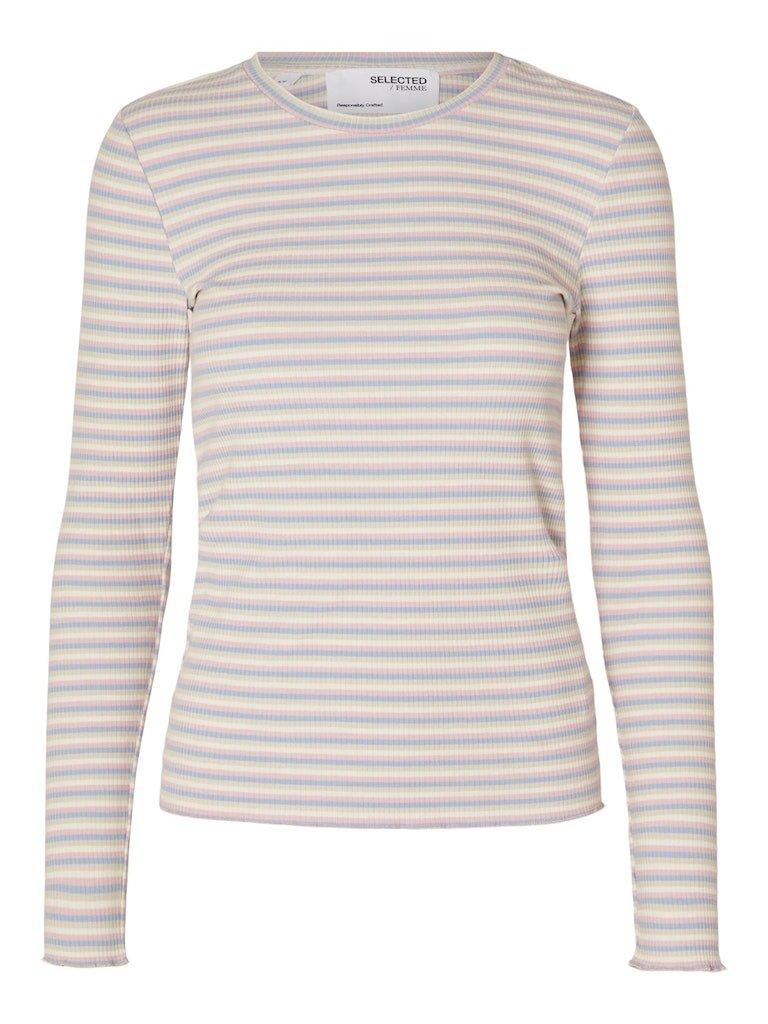 Selected Femme Anna - Stribet langærmet t-shirt - HUSET Men & Women