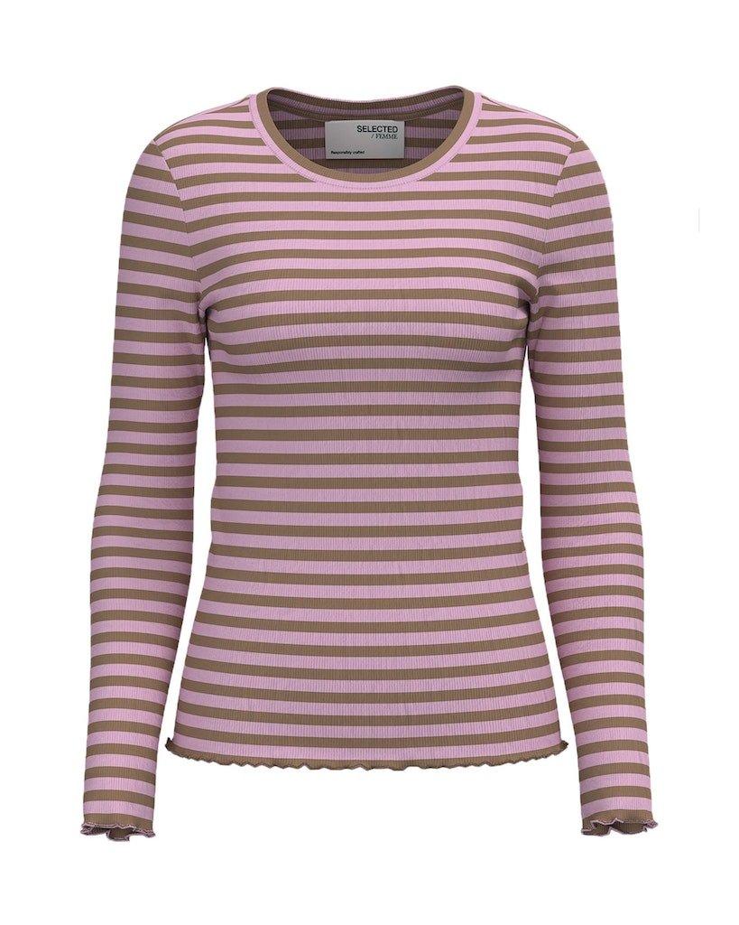 Selected Femme Anna - Stribet langærmet t-shirt - HUSET Men & Women