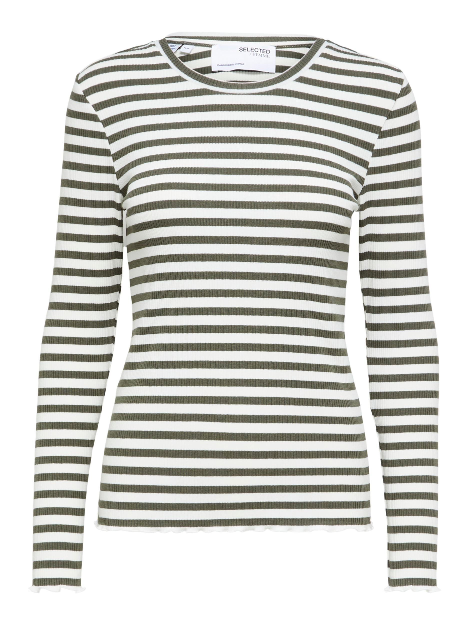Selected Femme Anna - Stribet langærmet t-shirt - HUSET Men & Women