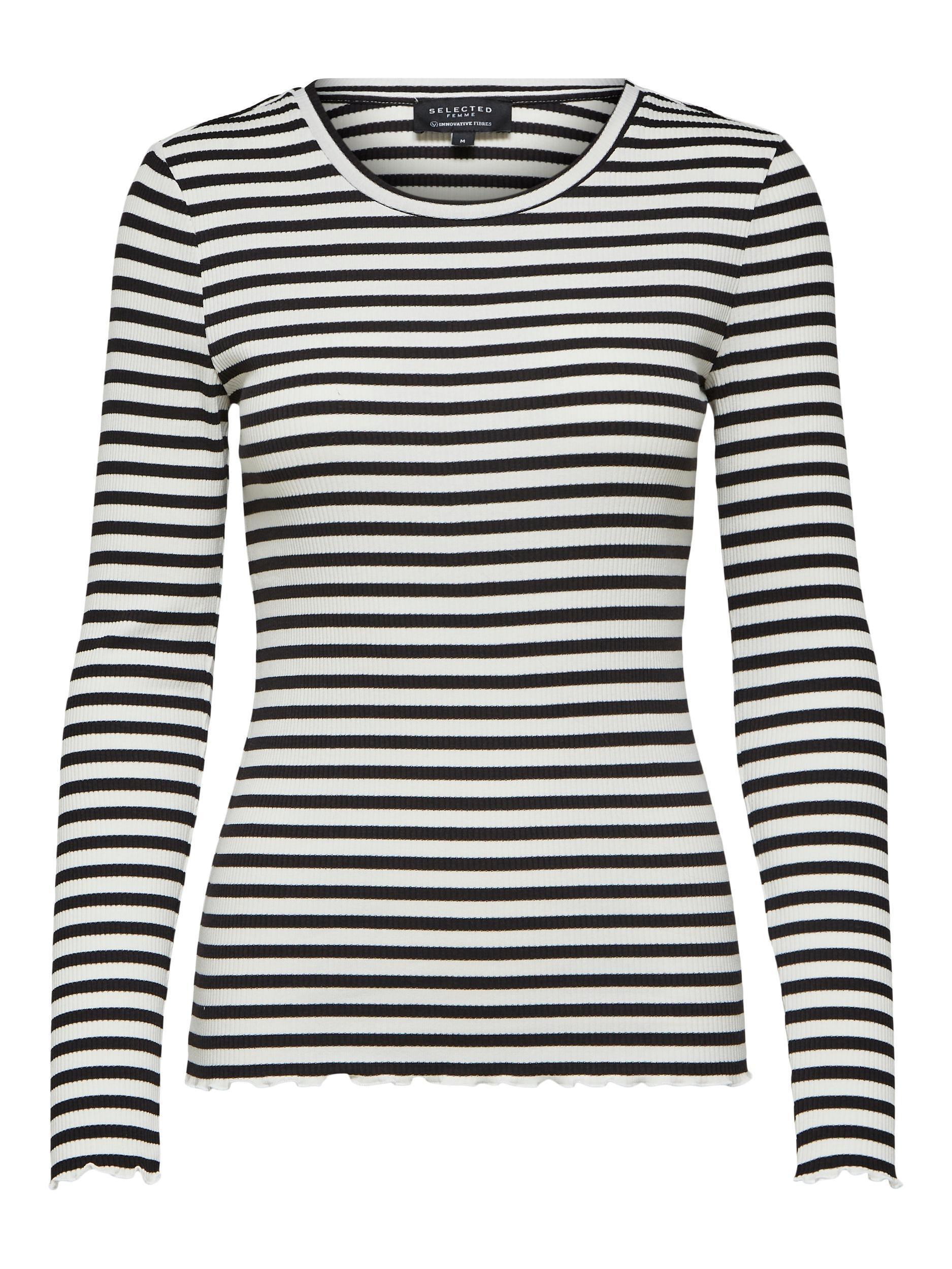 Selected Femme Anna - Stribet langærmet t-shirt - HUSET Men & Women