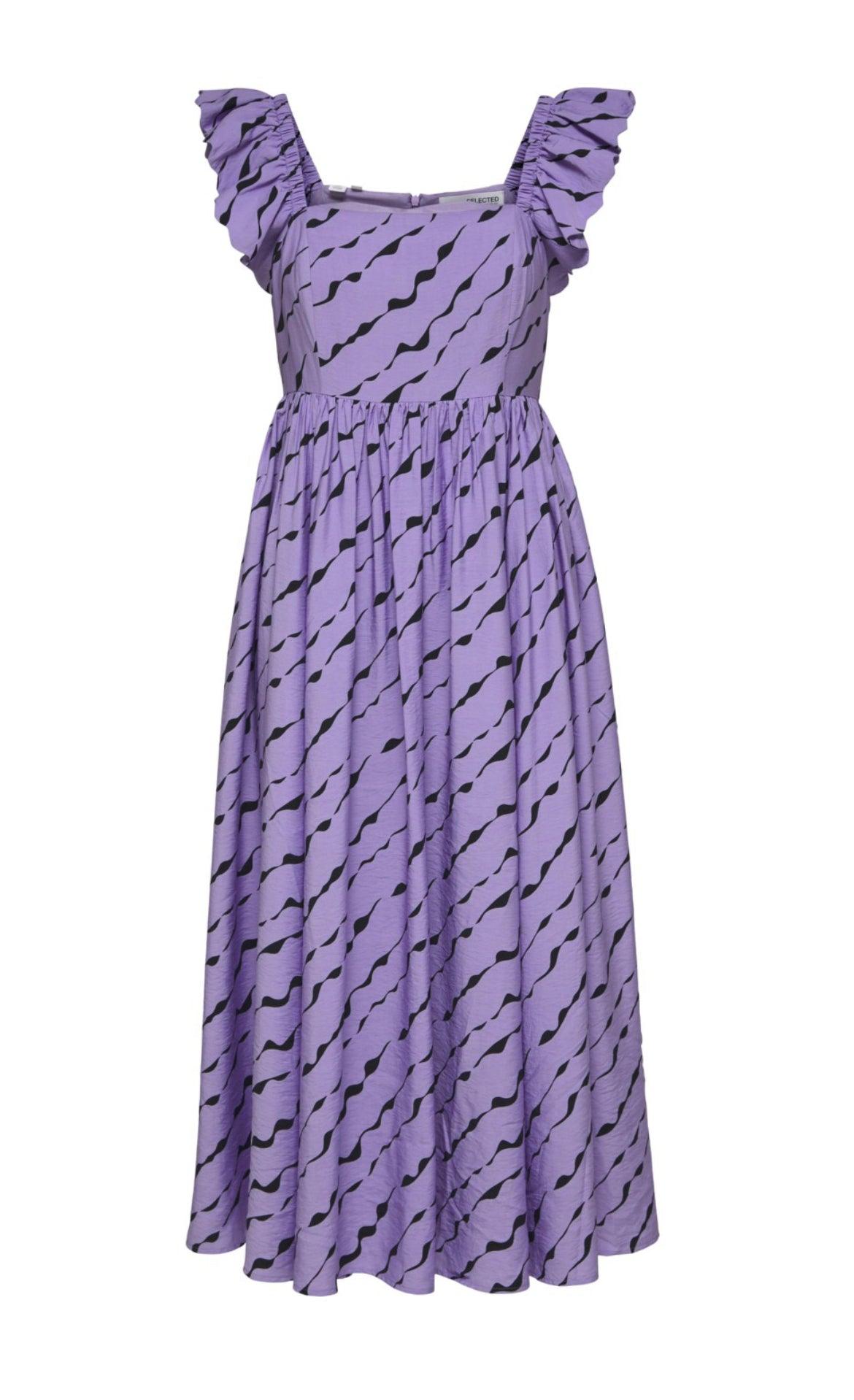 Selected Femme Lara - Scallop Sleeve midi dress - HUSET Men & Women