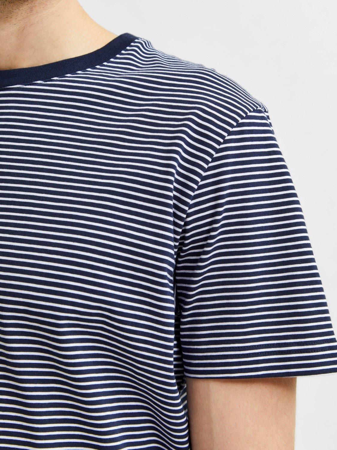 Selected Homme Norman 180 - Stribet T-shirt i økologisk bomuld - HUSET Men & Women
