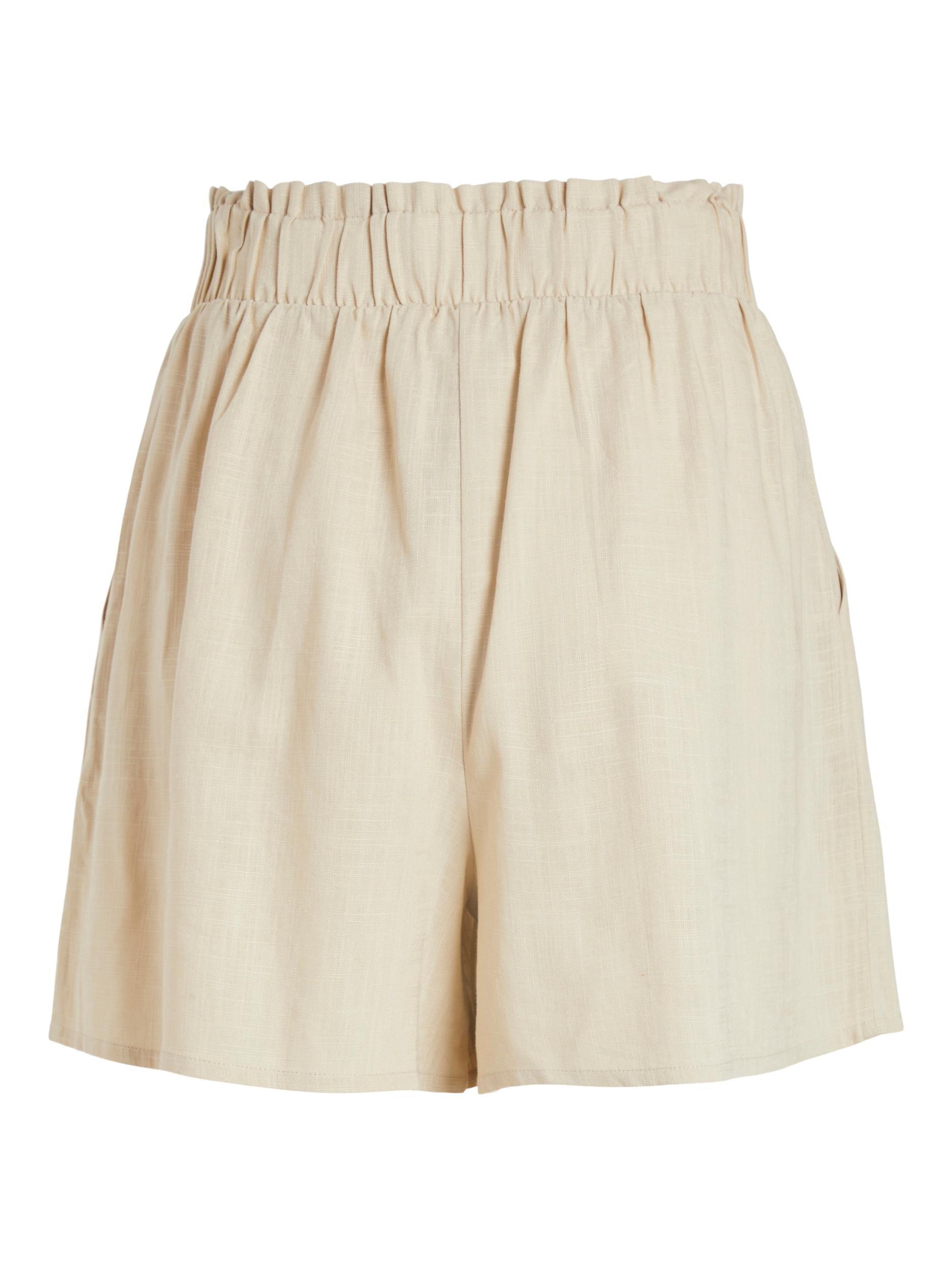 Vila Earthy - Højtaljede viskose og hør shorts - HUSET Men & Women